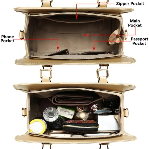 Complete 4-Piece Women's Handbag Set - Chic Faux Leather for Every Occasion - Picture 5 of 7